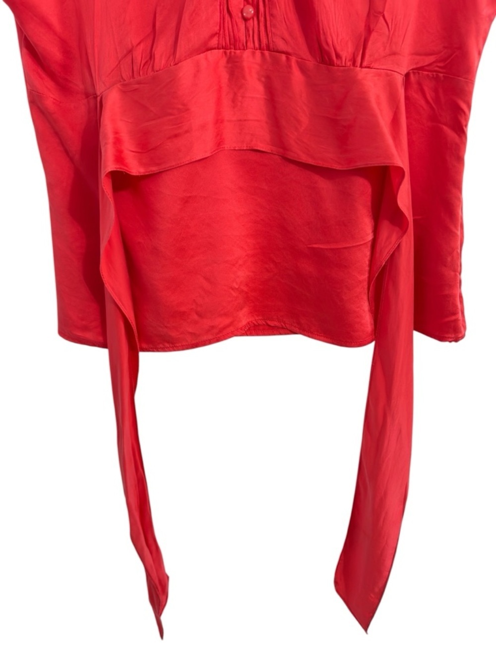 VTG Old Navy 100% Silk Salmon Color Blouse Tie Waist Button Front Top Sz. L Y2K - Picture 7 of 12
